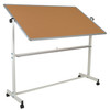 HERCULES Series 64.25"W x 64.75"H Reversible Mobile Cork Bulletin Board and White Board with Pen Tray