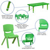 Emmy 24''W x 48''L Rectangular Green Plastic Height Adjustable Activity Table Set with 6 Chairs