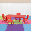 Emmy 24''W x 48''L Rectangular Red Plastic Height Adjustable Activity Table Set with 4 Chairs