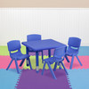 Emmy 24'' Square Blue Plastic Height Adjustable Activity Table Set with 4 Chairs