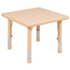 Emmy 24" Square Natural Plastic Height Adjustable Activity Table Set with 4 Chairs