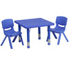 Emmy 24'' Square Blue Plastic Height Adjustable Activity Table Set with 2 Chairs