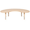 Wren 35"W x 65"L Half-Moon Natural Plastic Height Adjustable Activity Table