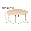 Wren 45" Round Natural Plastic Height Adjustable Activity Table