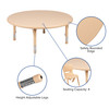 Emmy 45" Round Natural Plastic Height Adjustable Activity Table Set with 4 Chairs