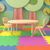 Emmy 45" Round Natural Plastic Height Adjustable Activity Table Set with 2 Chairs