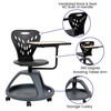 Laikyn Black Mobile Desk Chair with 360 Degree Tablet Rotation and Under Seat Storage Cubby