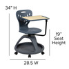 Laikyn Dark Gray Mobile Desk Chair with 360 Degree Tablet Rotation and Under Seat Storage Cubby