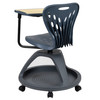 Laikyn Dark Gray Mobile Desk Chair with 360 Degree Tablet Rotation and Under Seat Storage Cubby