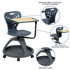 Laikyn Dark Gray Mobile Desk Chair with 360 Degree Tablet Rotation and Under Seat Storage Cubby