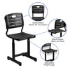 Nila Adjustable Height Black Student Chair with Black Pedestal Frame