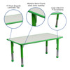 Wren 23.625''W x 47.25''L Rectangular Green Plastic Height Adjustable Activity Table with Grey Top