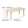 Wren 23.625"W x 47.25"L Rectangular Natural Plastic Height Adjustable Activity Table