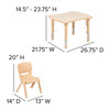 Emmy 21.875"W x 26.625"L Rectangular Natural Plastic Height Adjustable Activity Table Set with 2 Chairs