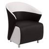 Pasithea Black LeatherSoft Curved Barrel Back Lounge Chair with Melrose White Detailing