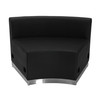 HERCULES Alon Series Black LeatherSoft Concave Chair with Brushed Stainless Steel Base