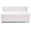 HERCULES Alon Series Melrose White LeatherSoft Loveseat with Brushed Stainless Steel Base