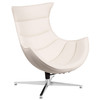 Pasithea Creamy White LeatherSoft Swivel Cocoon Chair