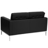 HERCULES Lacey Series Contemporary Black LeatherSoft Loveseat with Stainless Steel Frame