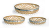 Round Woven Tray (Set of 3) 17"D, 20"D, 23.5"D Bamboo/Metal - 70709