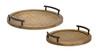 Tray (Set of 2) 12"D, 15"D Wood/Iron - 82045