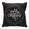 Merry Christmas and Pine Wreath Pillow 15"SQ Polyester - 83781