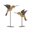 Bird on Stake (Set of 2) 5"L x 6.25"H, 5"L x 8"H Wood/Iron - 85412