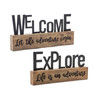 Explore and Welcome Sign (Set of 2) 9"L x 4.5"H, 10"L X 5"H Resin - 85743