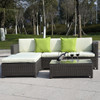 Outdoor Patio 5PC Furniture Sectional PE Wicker Rattan Sofa Set Deck Couch-brown