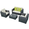 4 Pieces Gray Wicker Rattan Sofa Furniture Set Patio Garden Lawn Cushioned Seat New