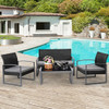 4 PCS Modern Outdoo Patio Cushioned Rattan Seat