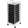 10 Drawer Rolling Storage Cart Organizer-Black