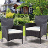 Set of 2 Rattan Patio Cushioned Chairs