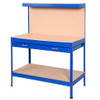 Blue Work Bench Tool Storage Steel Tool Workshop Table W/ Drawer and Peg Board