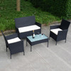 4 pcs Outdoor Rattan Wicker Cushioned Seat with a Loveset