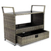 Rolling Portable Rattan Wicker Kitchen Trolley Cart