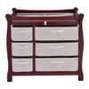 Sleigh Style Baby Changing Table Diaper 6 Basket Drawer Storage Nursery-Walnut