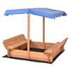 Children Outdoor Retractable Sandbox  with Canopy Bench Seat