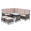 5 pcs Patio Wicker Rattan Furniture Set w/Brown Cushion