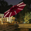 9 Ft Patio Solar Powered Umbrella with LED Light-Red