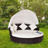 2-in-1 Outdoor Round Rattan Canopy Cushioned Furniture Set