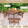 6-Person Patio Wood Picnic Table Beer Bench Set