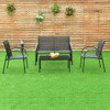 4 Pcs Patio Steel Frame Coffee Table Furniture Set