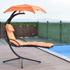 Arc Stand Swing Canopy Hanging Chaise Hammock-Orange