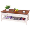 Rectangle Wood Coffee Table with Drawer & Storage Shelf