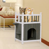 Wooden Cat Pet Home with Balcony