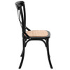 Set of 2 Cross Back Solid Wood Rattan Seat Dining Chair-Black