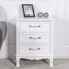 Storage Solid Wood End Nightstand w/ 3 Drawers -White