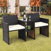 Patio Rattan Conversation Cushioned Seat Sofa Set