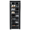 10 Tier Space Saving Shoe Tower Rack with Fabric Cover-Black